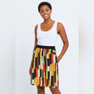 Milly Silk Linen Colorful Geometric Pencil Skirt
